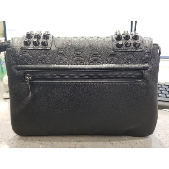 Black Leather Skull Crossbody Bag Chain Gothic Shoulder Biker Rocker Studded NWT - Picture 11 of 11